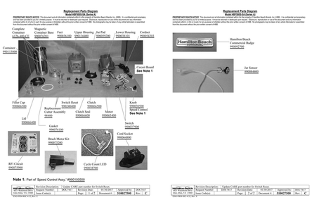 Diagram Diagram and Parts List for HBF500S-SA  Hamilton Beach Blender